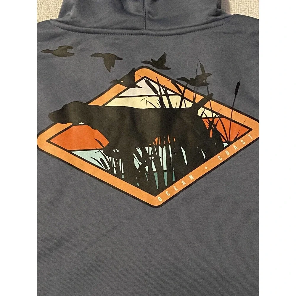 Ocean + Coast Mens Size L Bison Blue Hunting Scene Pullover Hoodie NWT - Picture 15 of 15